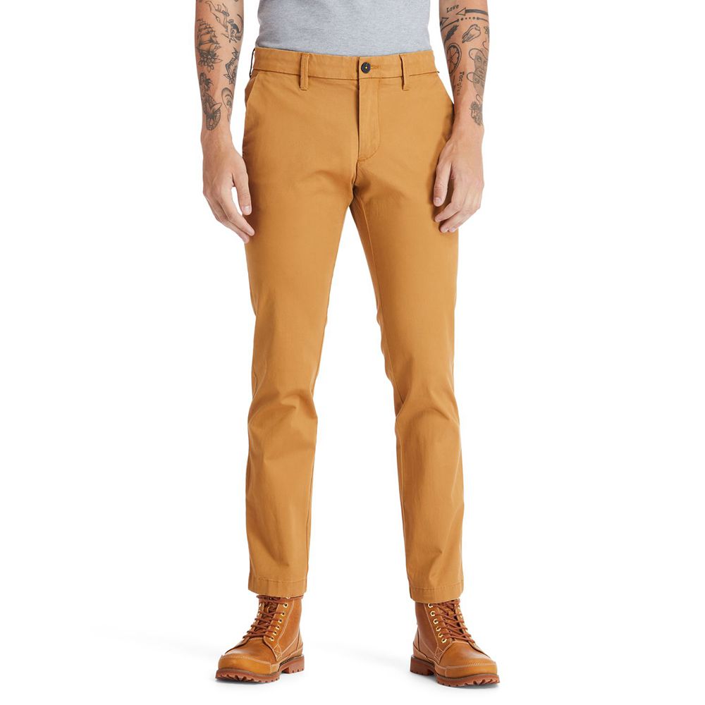 Timberland Παντελονια Ανδρικα Καφε - Sargent Lake Slim Stretch Chino - Greece 2453967-IC